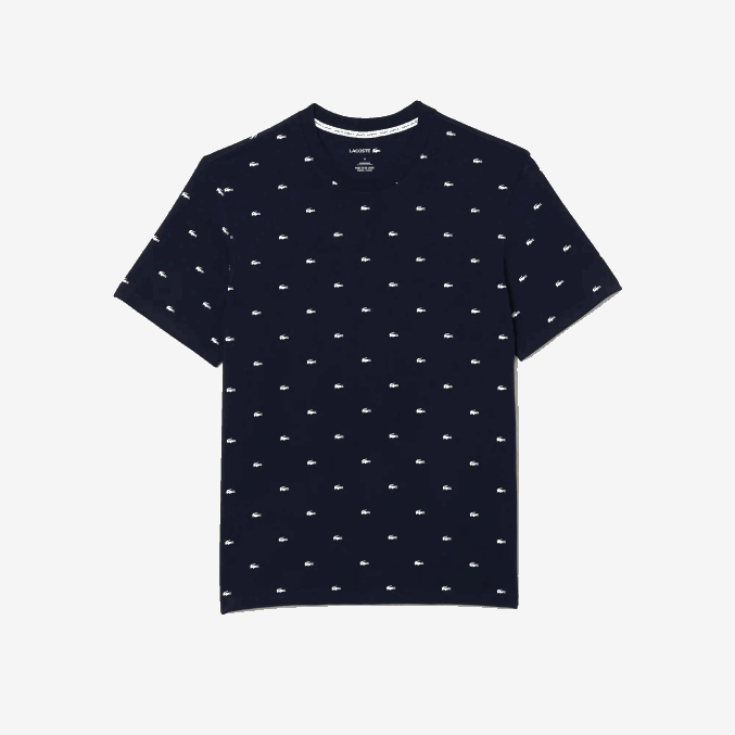 azul marino blanco 525 VVL0A1329 hombres Lacoste camiseta interior de algodón stretch con estampado de cocodrilo