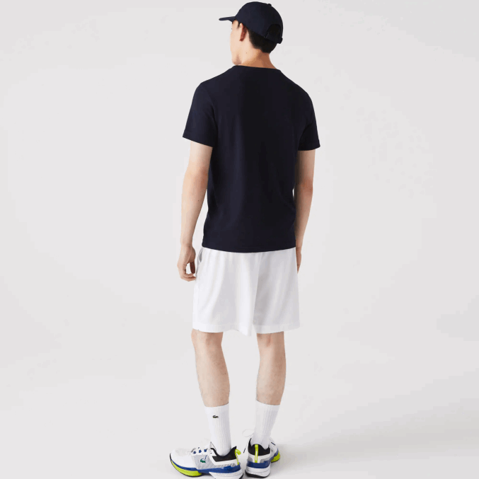 azul marino blanco 525 VVL0A706 hombres Lacoste Camiseta deportiva de punto transpirable con estampado de cocodrilo en 3D