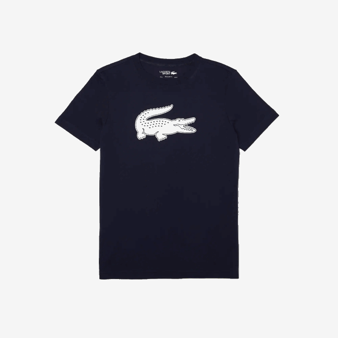 azul marino blanco 525 VVL0A706 hombres Lacoste Camiseta deportiva de punto transpirable con estampado de cocodrilo en 3D