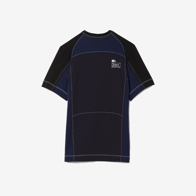 azul marino negro 7w4 VVL0A820 hombres Lacoste camiseta heritage regular fit de piqué elástico con bloques de color