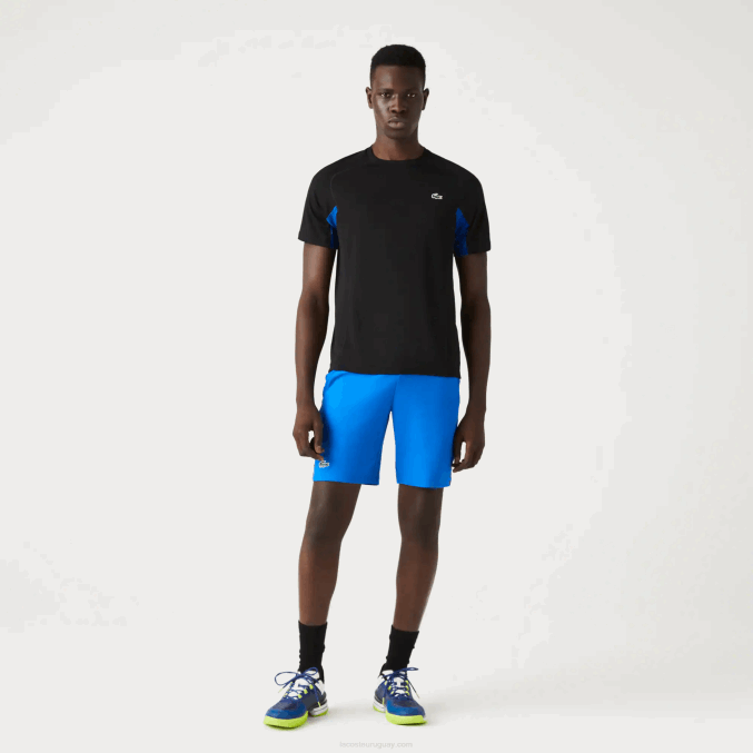 azul negro y2e VVL0A585 hombres Lacoste playera de tenis sport color-block ultra-dry piqué