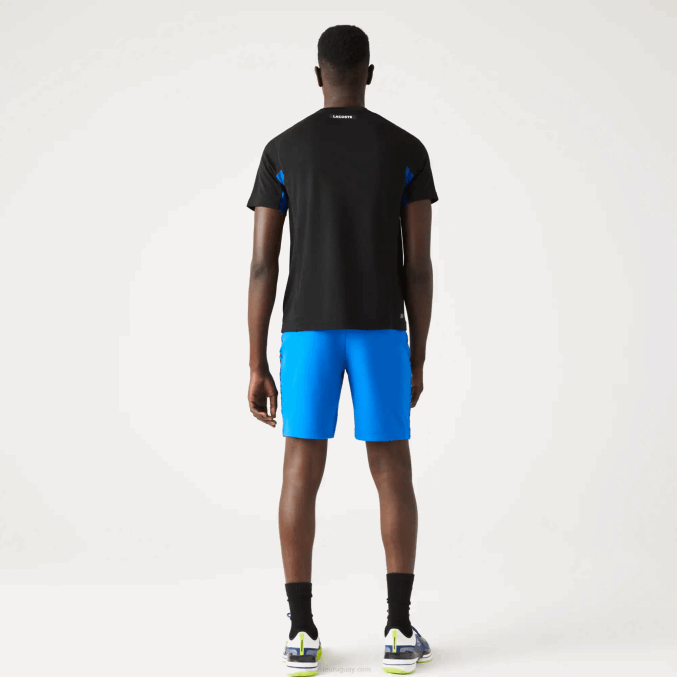 azul negro y2e VVL0A585 hombres Lacoste playera de tenis sport color-block ultra-dry piqué