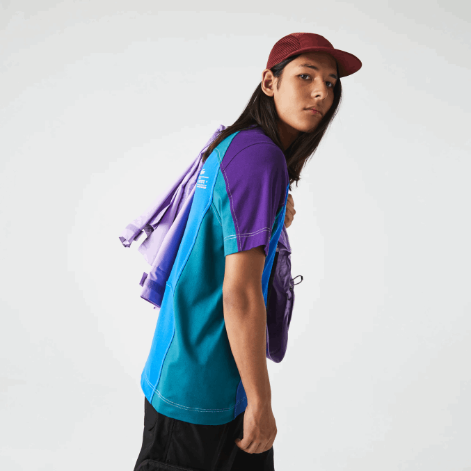 azul verde morado 7w6 VVL0A819 hombres Lacoste camiseta heritage regular fit de piqué elástico con bloques de color