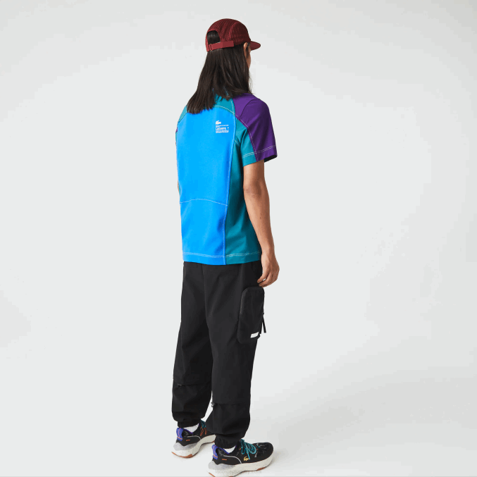 azul verde morado 7w6 VVL0A819 hombres Lacoste camiseta heritage regular fit de piqué elástico con bloques de color