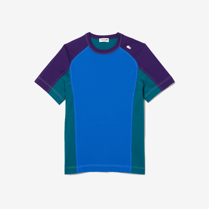 azul verde morado 7w6 VVL0A819 hombres Lacoste camiseta heritage regular fit de piqué elástico con bloques de color
