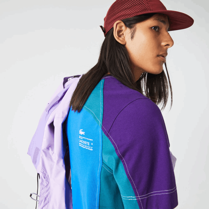 azul verde morado 7w6 VVL0A819 hombres Lacoste camiseta heritage regular fit de piqué elástico con bloques de color
