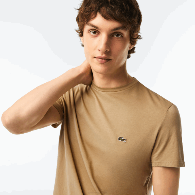 beige cb8 VVL0A57 hombres Lacoste camiseta de punto de algodón pima con cuello redondo