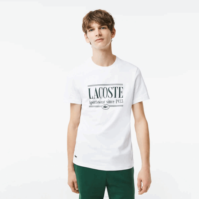 blanco 001 VVL0A106 hombres Lacoste camiseta de corte regular