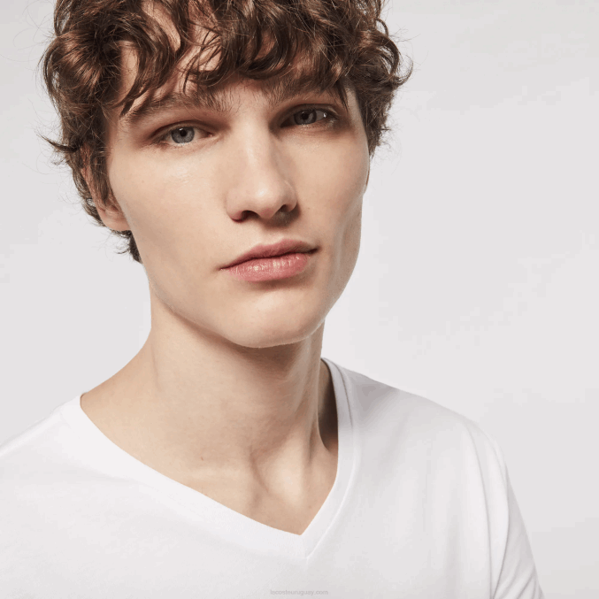 blanco 001 VVL0A1335 hombres Lacoste Pack de 3 camisetas de salón de algodón con cuello de pico