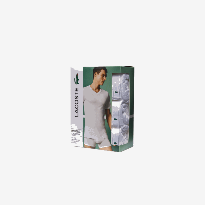 blanco 001 VVL0A1345 hombres Lacoste Pack de 3 camisetas lisas