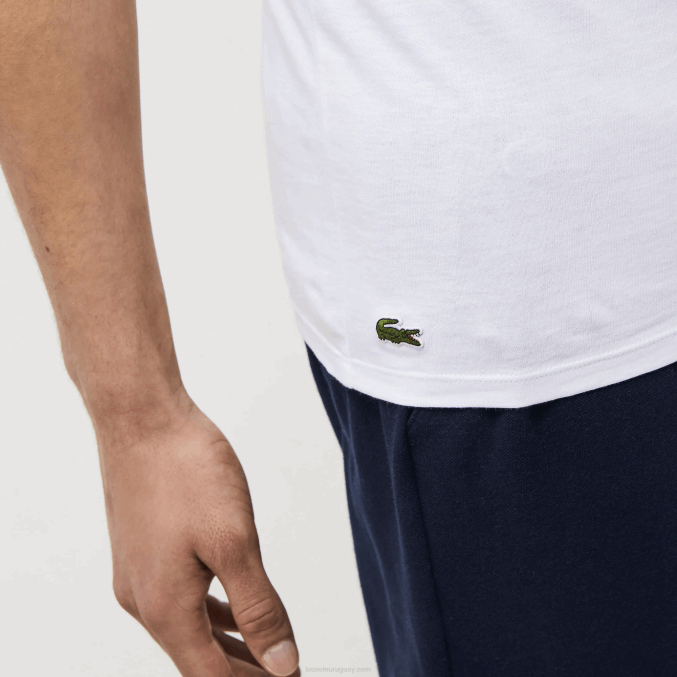 blanco 001 VVL0A1345 hombres Lacoste Pack de 3 camisetas lisas