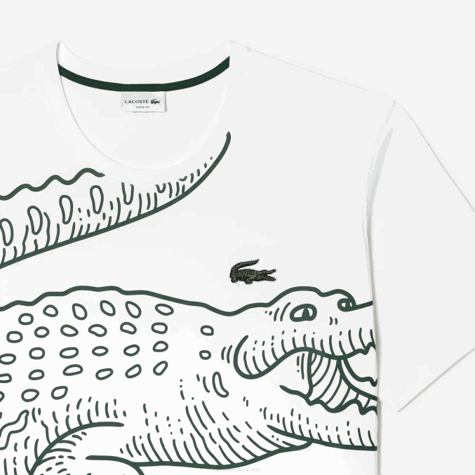 blanco 001 VVL0A136 hombres Lacoste camiseta de corte holgado de algodón - tallas grandes - alta