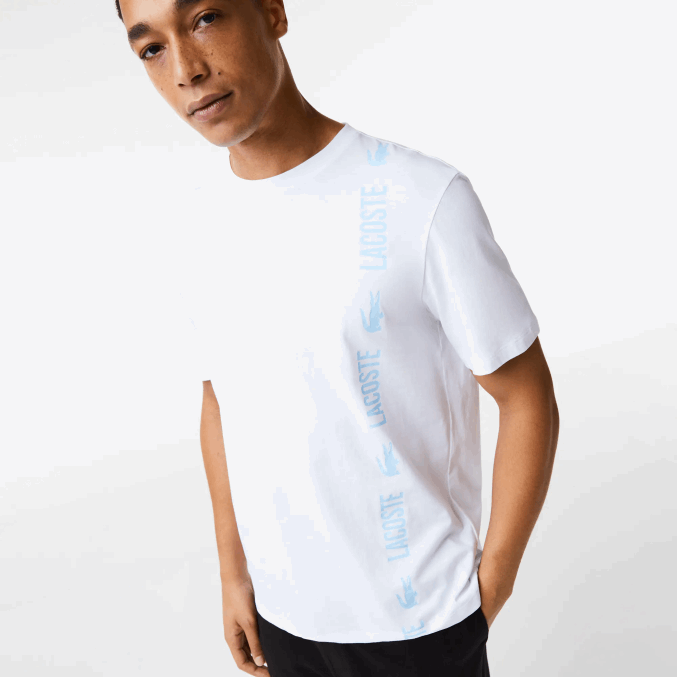 blanco 001 VVL0A1627 hombres Lacoste playera de corte holgado con cocodrilo de la marca