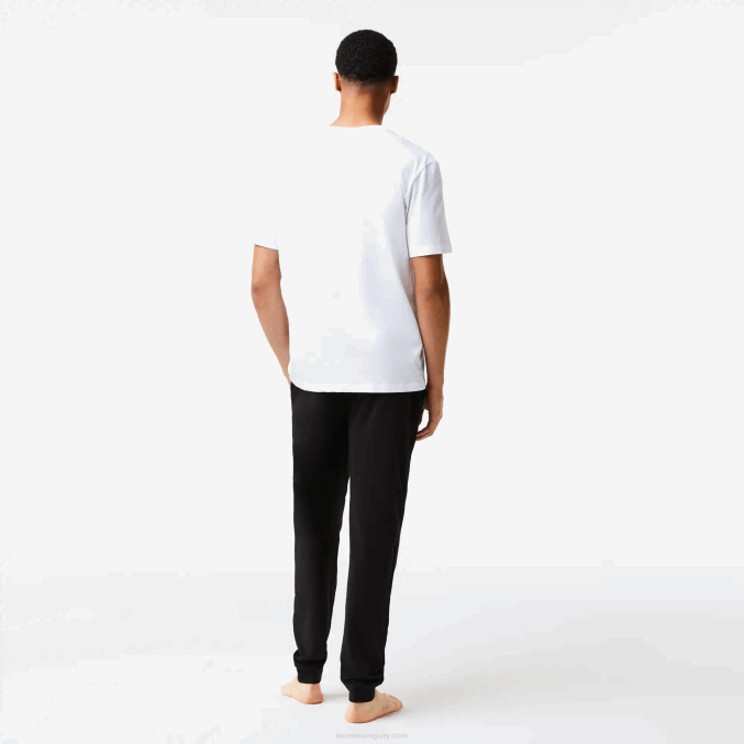 blanco 001 VVL0A1627 hombres Lacoste playera de corte holgado con cocodrilo de la marca