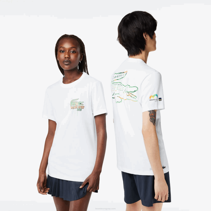 blanco 001 VVL0A215 hombres Lacoste camiseta sport miami edición abierta