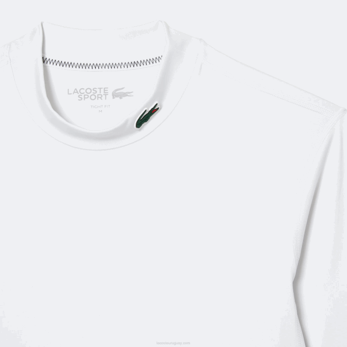 blanco 001 VVL0A245 hombres Lacoste camiseta sport manga larga ajustada