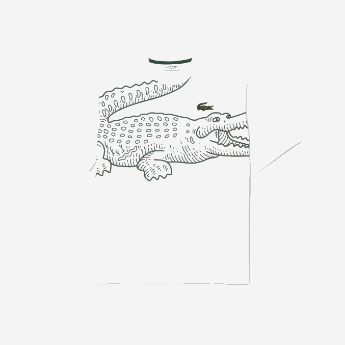 blanco 001 VVL0A254 hombres Lacoste camiseta holgada con cuello redondo y estampado de cocodrilo