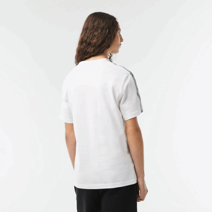 blanco 001 VVL0A46 hombres Lacoste playera regular fit con rayas del logo