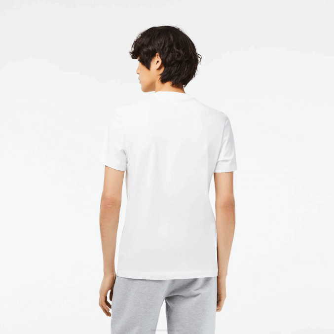 blanco 001 VVL0A63 hombres Lacoste playera con estampado de jersey de algodón