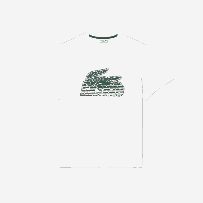 blanco 001 VVL0A63 hombres Lacoste playera con estampado de jersey de algodón