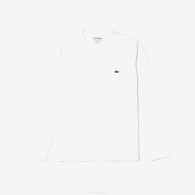 blanco 001 VVL0A675 hombres Lacoste playera de punto ligero de algodón pima con cuello en V
