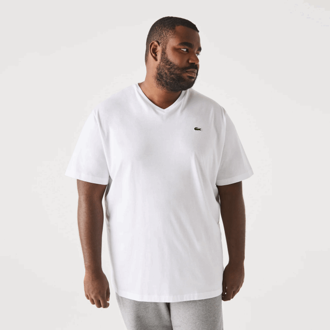 blanco 001 VVL0A715 hombres Lacoste playera con cuello en V