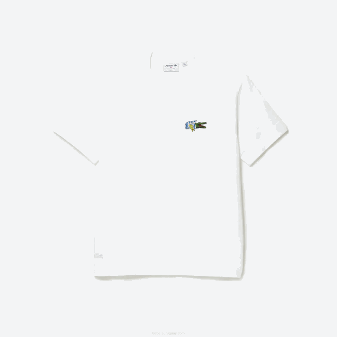 blanco 001 VVL0A743 hombres Lacoste camiseta de corte holgado con efecto de cómic