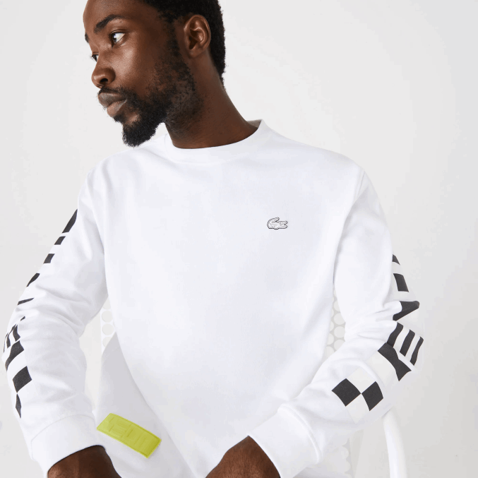 blanco 001 VVL0A796 hombres Lacoste camiseta holgada con estampado