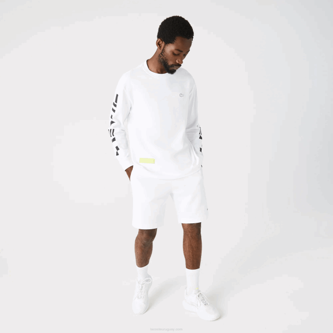 blanco 001 VVL0A796 hombres Lacoste camiseta holgada con estampado