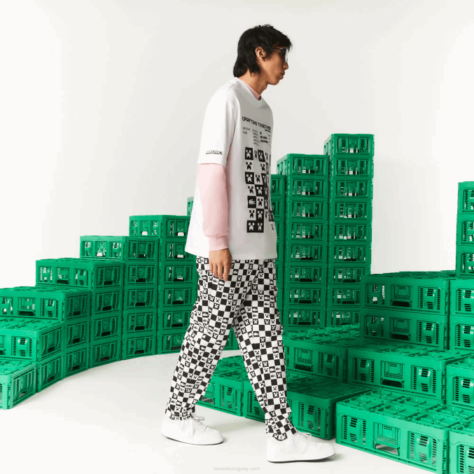 blanco 001 VVL0A853 hombrescamiseta de corte holgado de algodón orgánico lacoste x minecraft