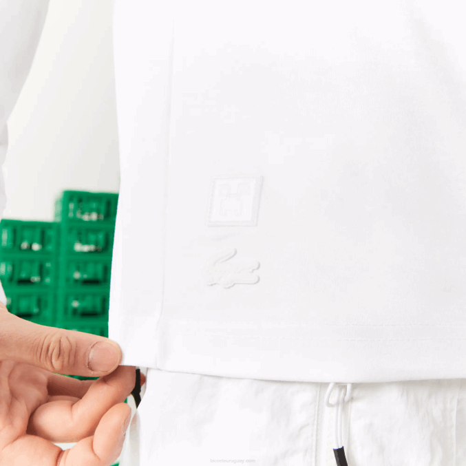 blanco 001 VVL0A939 hombrescamiseta lacoste x minecraft algodón orgánico
