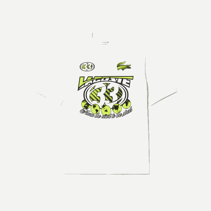 blanco 70v VVL0A144 hombres Lacoste playera holgada con estampado de jersey de algodón