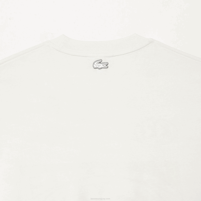 blanco 70v VVL0A144 hombres Lacoste playera holgada con estampado de jersey de algodón
