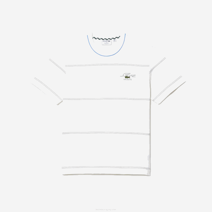 blanco 70v VVL0A182 hombres Lacoste playera a rayas de jersey de algodón orgánico