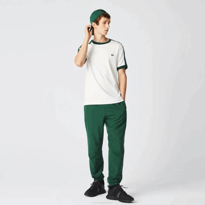 blanco 70v VVL0A855 hombres Lacoste camiseta regular fit con cuello en contraste