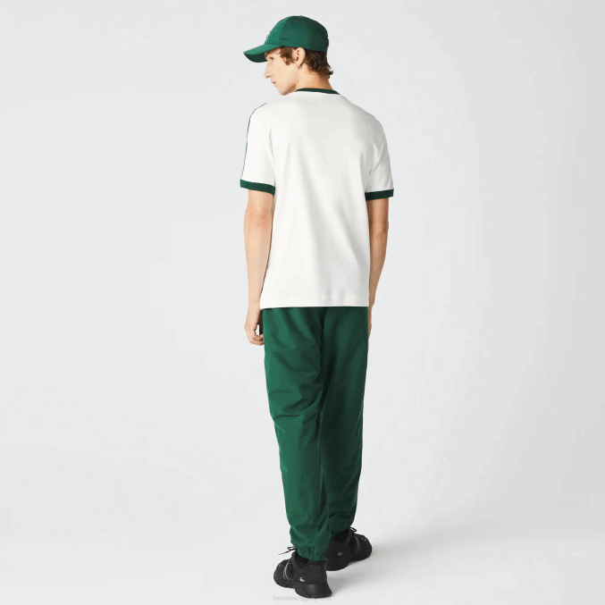 blanco 70v VVL0A855 hombres Lacoste camiseta regular fit con cuello en contraste