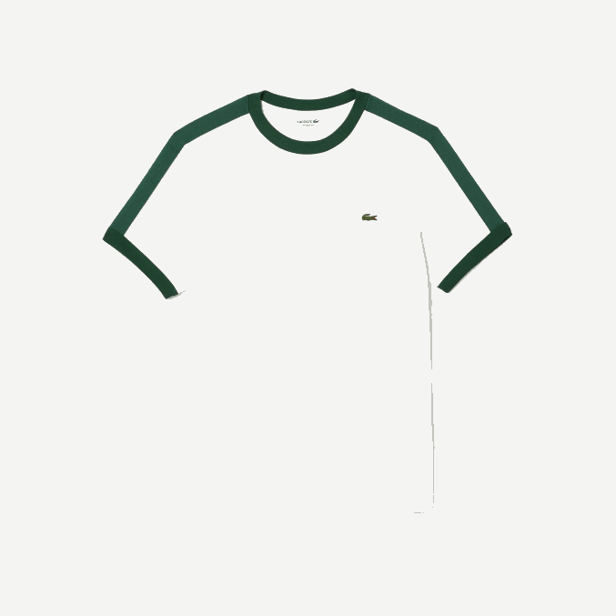 blanco 70v VVL0A855 hombres Lacoste camiseta regular fit con cuello en contraste