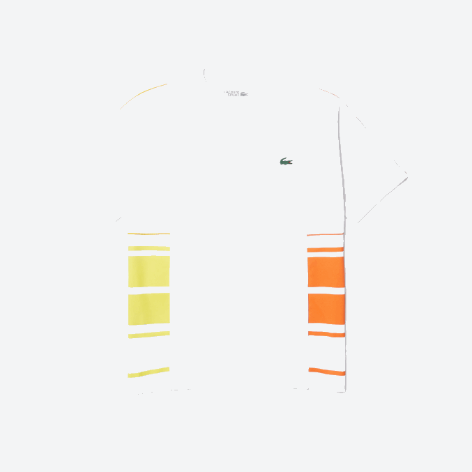 blanco amarillo naranja d0v VVL0A1922 hombres Lacoste playera de piqué con cuello redondo y bandas gráficas deportivas