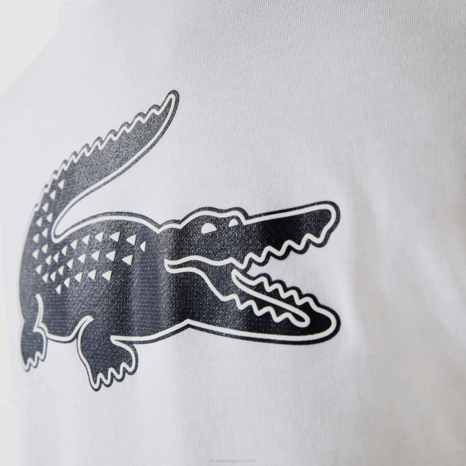 blanco azul marino 522 VVL0A89 hombres Lacoste Camiseta deportiva de punto transpirable con estampado de cocodrilo en 3D