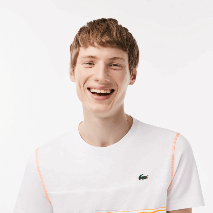 blanco azul naranja wyi VVL0A26 hombres Lacoste camiseta de tenis x daniil medvedev