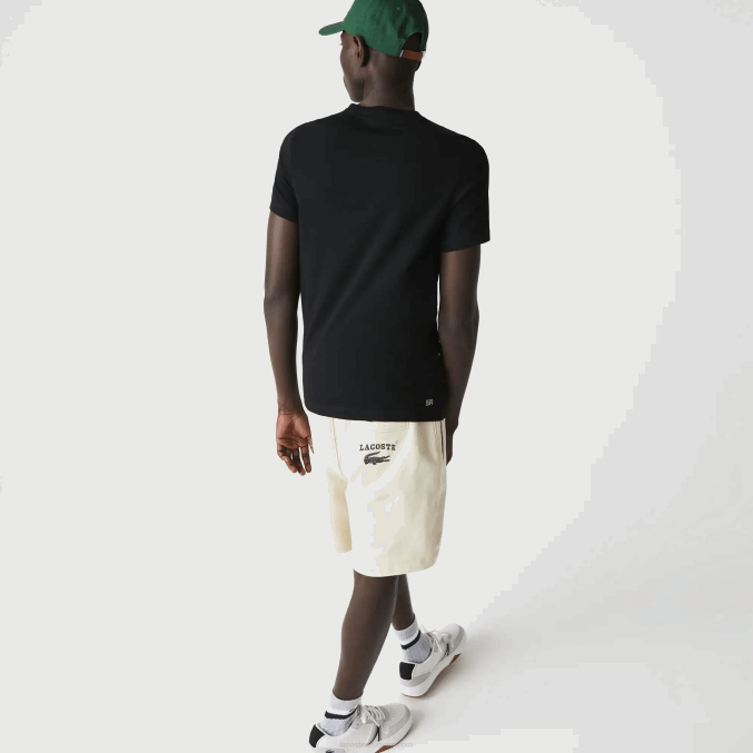 blanco negro 258 VVL0A161 hombres Lacoste Camiseta deportiva de punto transpirable con estampado de cocodrilo en 3D