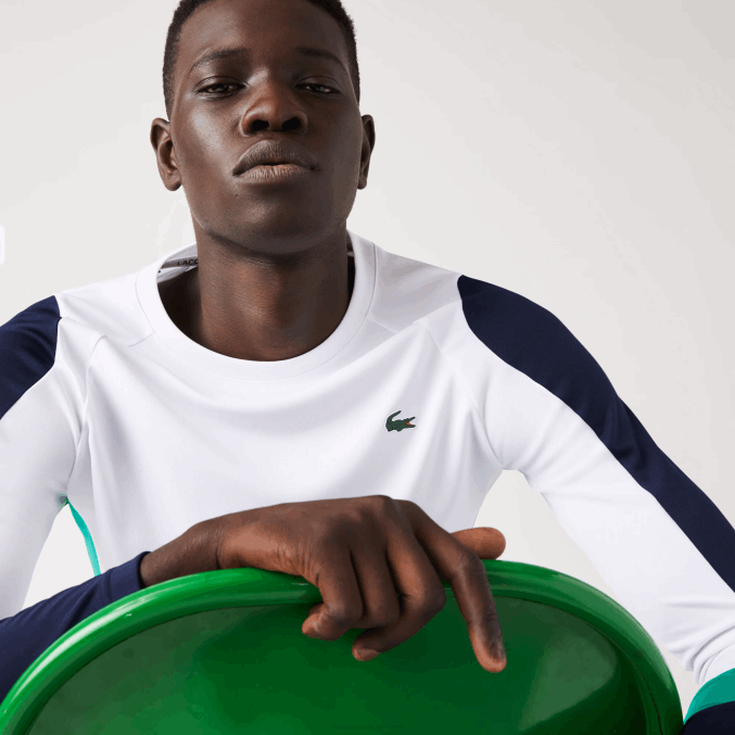 blanco verde azul marino yh9 VVL0A755 hombres Lacoste camiseta deportiva de tenis