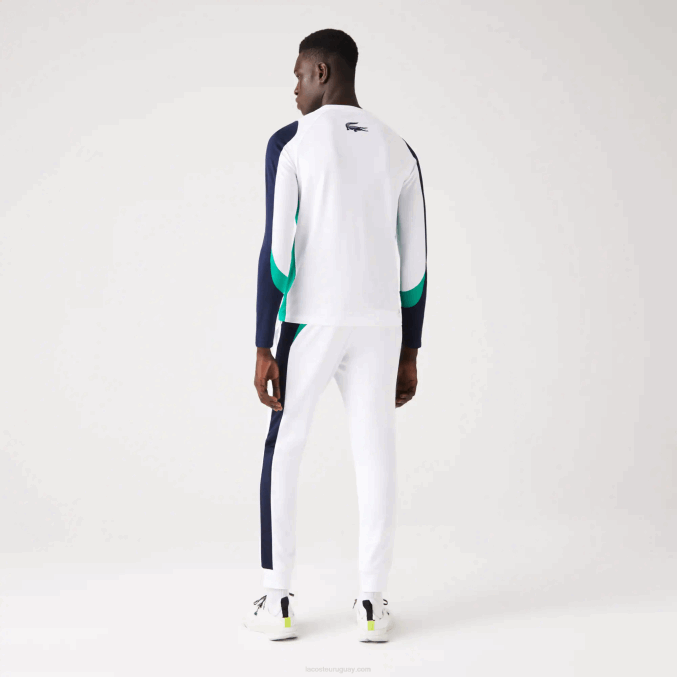 blanco verde azul marino yh9 VVL0A755 hombres Lacoste camiseta deportiva de tenis