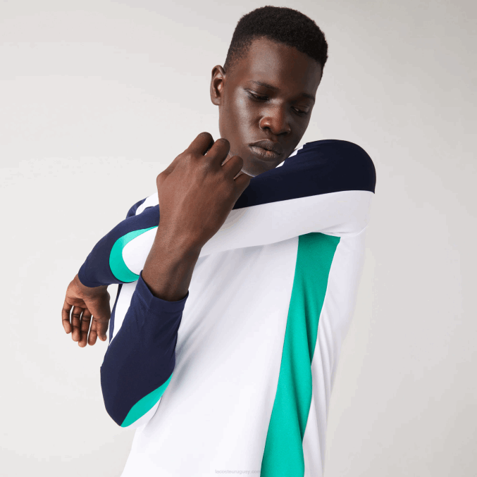 blanco verde azul marino yh9 VVL0A755 hombres Lacoste camiseta deportiva de tenis