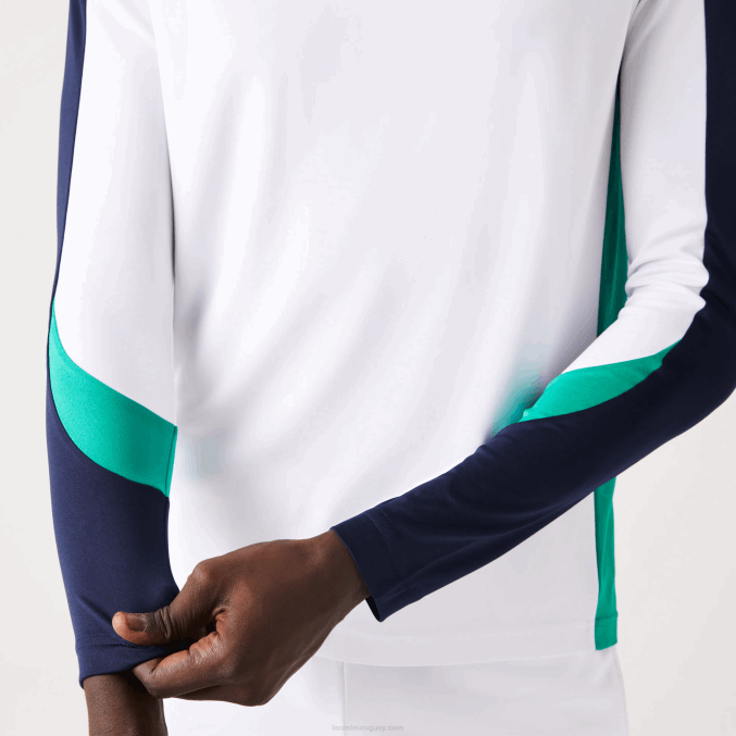 blanco verde azul marino yh9 VVL0A755 hombres Lacoste camiseta deportiva de tenis