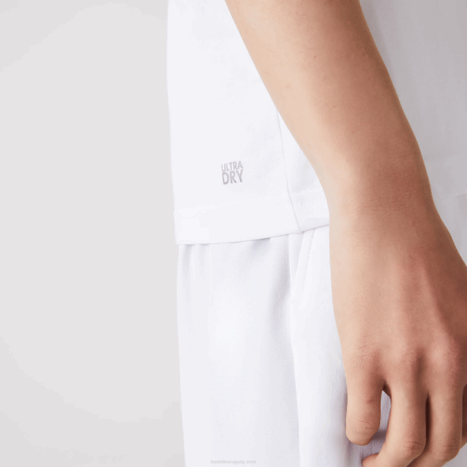 blanco verde w1j VVL0A745 hombres Lacoste Camiseta deportiva de punto transpirable con estampado de cocodrilo en 3D