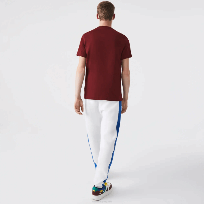 burdeos zs1 VVL0A566 hombres Lacoste camiseta regular fit de algodón con letras en contraste