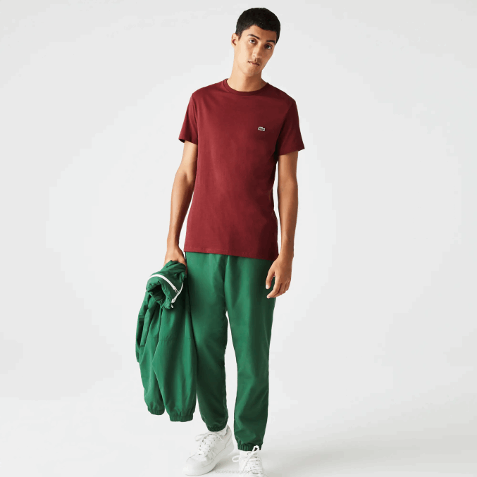 burdeos zs1 VVL0A818 hombres Lacoste camiseta de punto de algodón pima con cuello redondo