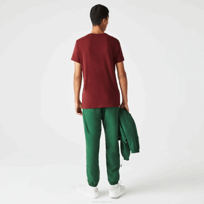 burdeos zs1 VVL0A818 hombres Lacoste camiseta de punto de algodón pima con cuello redondo
