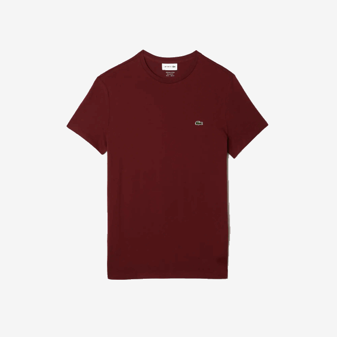 burdeos zs1 VVL0A818 hombres Lacoste camiseta de punto de algodón pima con cuello redondo